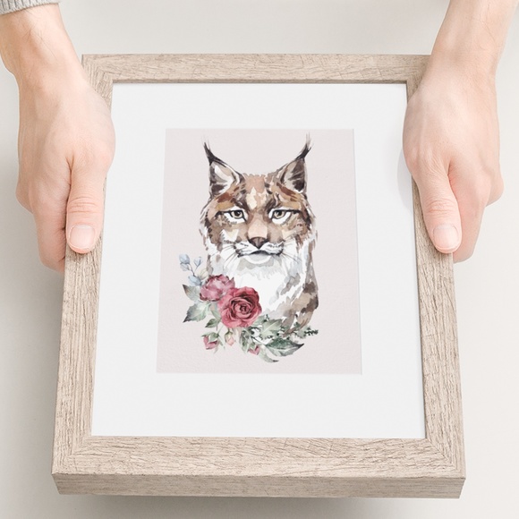 Wall Art Watercolor Lynx Bobcat Illustration Print Poster Unframed - Picture 9 of 17